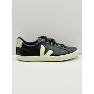 Size 8 - Veja Campo Womens Black White Low Top Lace-Up Leather Sneaker Shoes